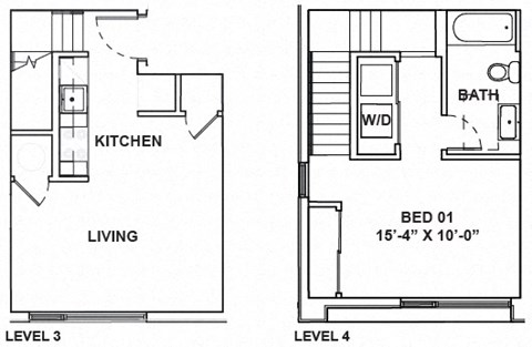 Floor plan for 1 bed, 1 bath, 648 sqft